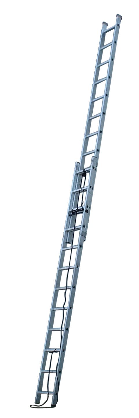 AGI Robur - Echelle double coulissante aluminium. 26 échelons, hauteur 3,70-6,30m