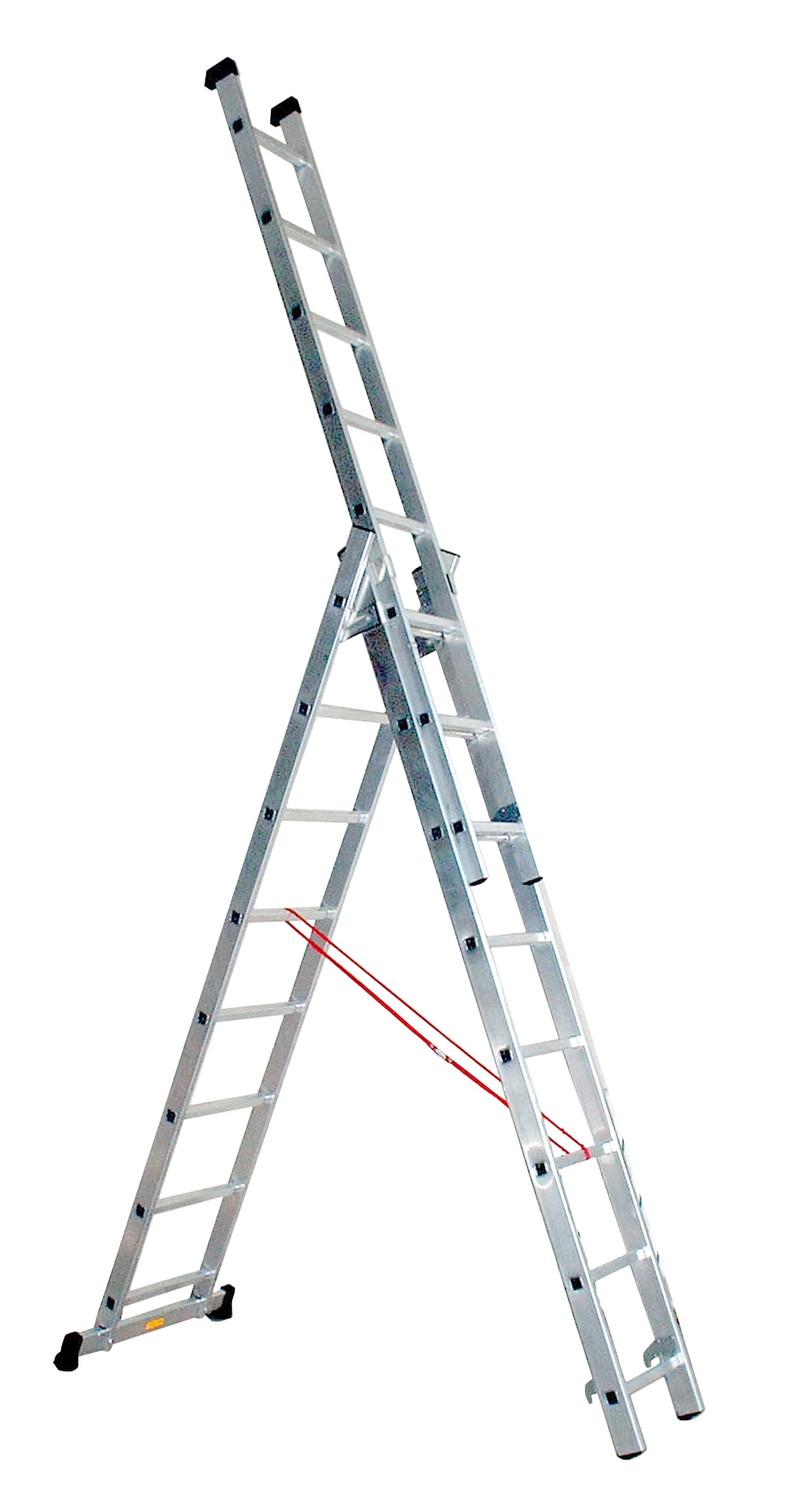 AGI Robur - Echelle aluminium trois-plans utilisable en coulisse, hauteur 2,35-5,15m