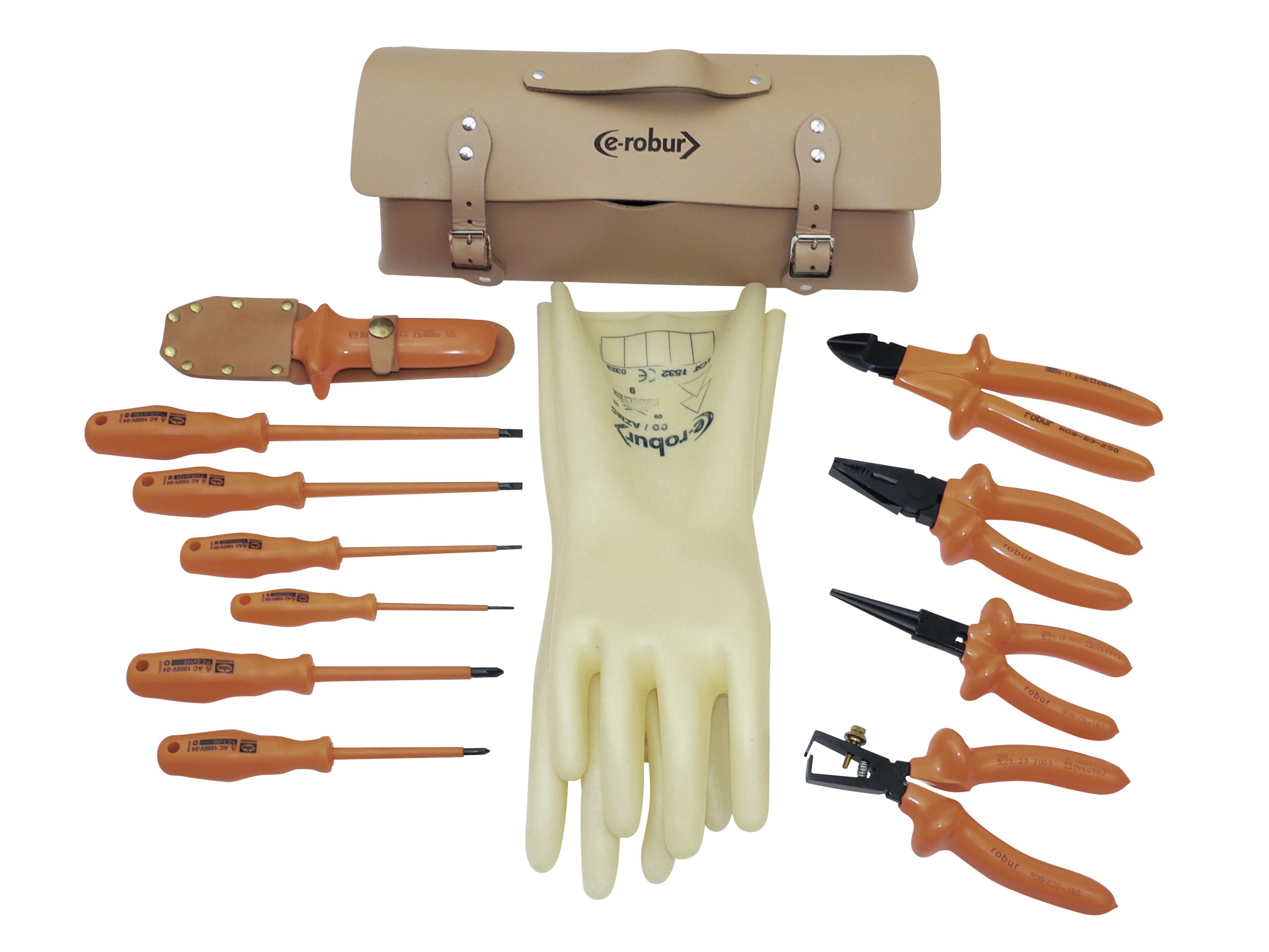 AGI Robur - Composition 12 outils isolés en sacoche cuir