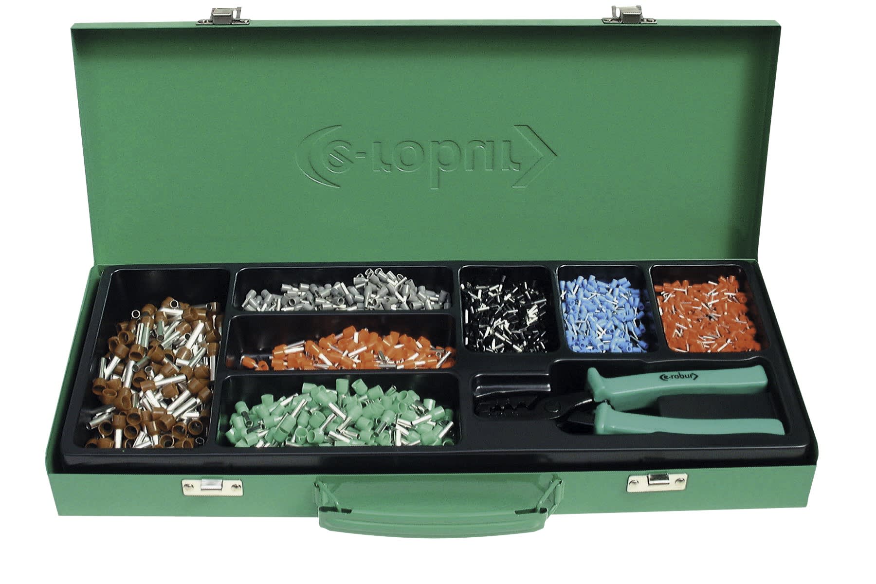 AGI Robur - Coffret pince à sertir les embouts de câblages 0,75-10,0mm² et 1400 embouts