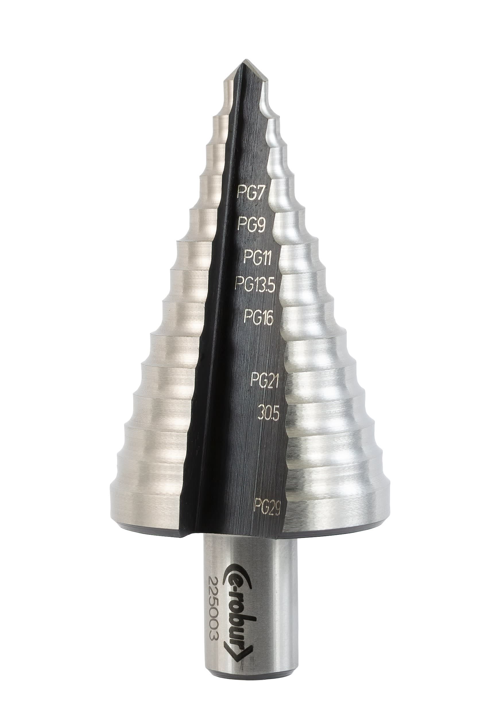 AGI Robur - Foret étagés Polydiam, cotes électriques PE7 à 29, ISO DE 12 à 25, et 30,5mm