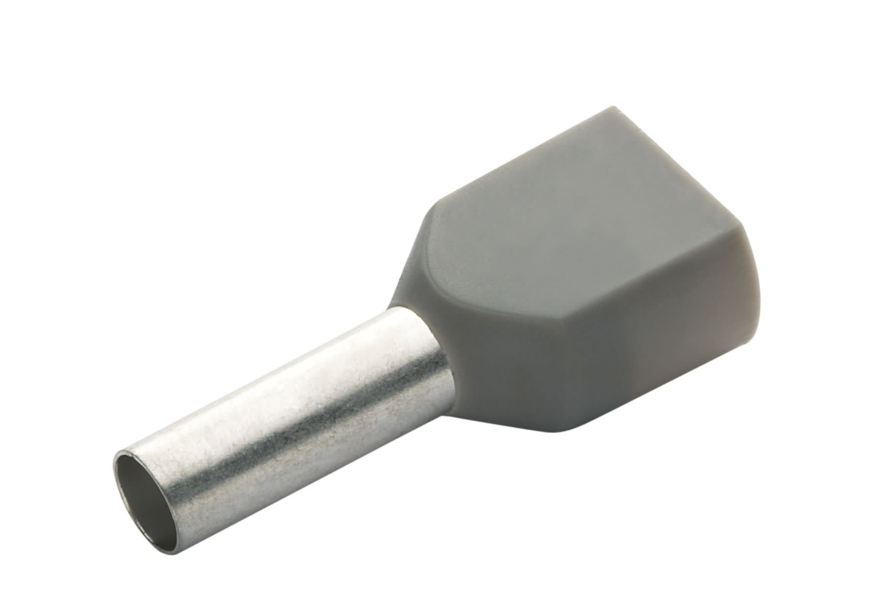 TradeForce - Embout de cablage double gris 2,5mm2, sachet de 100 unités