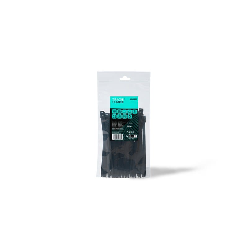 TradeForce - 100 colliers d'installation PA12 double verrouillage 360x9mm, int/ext,