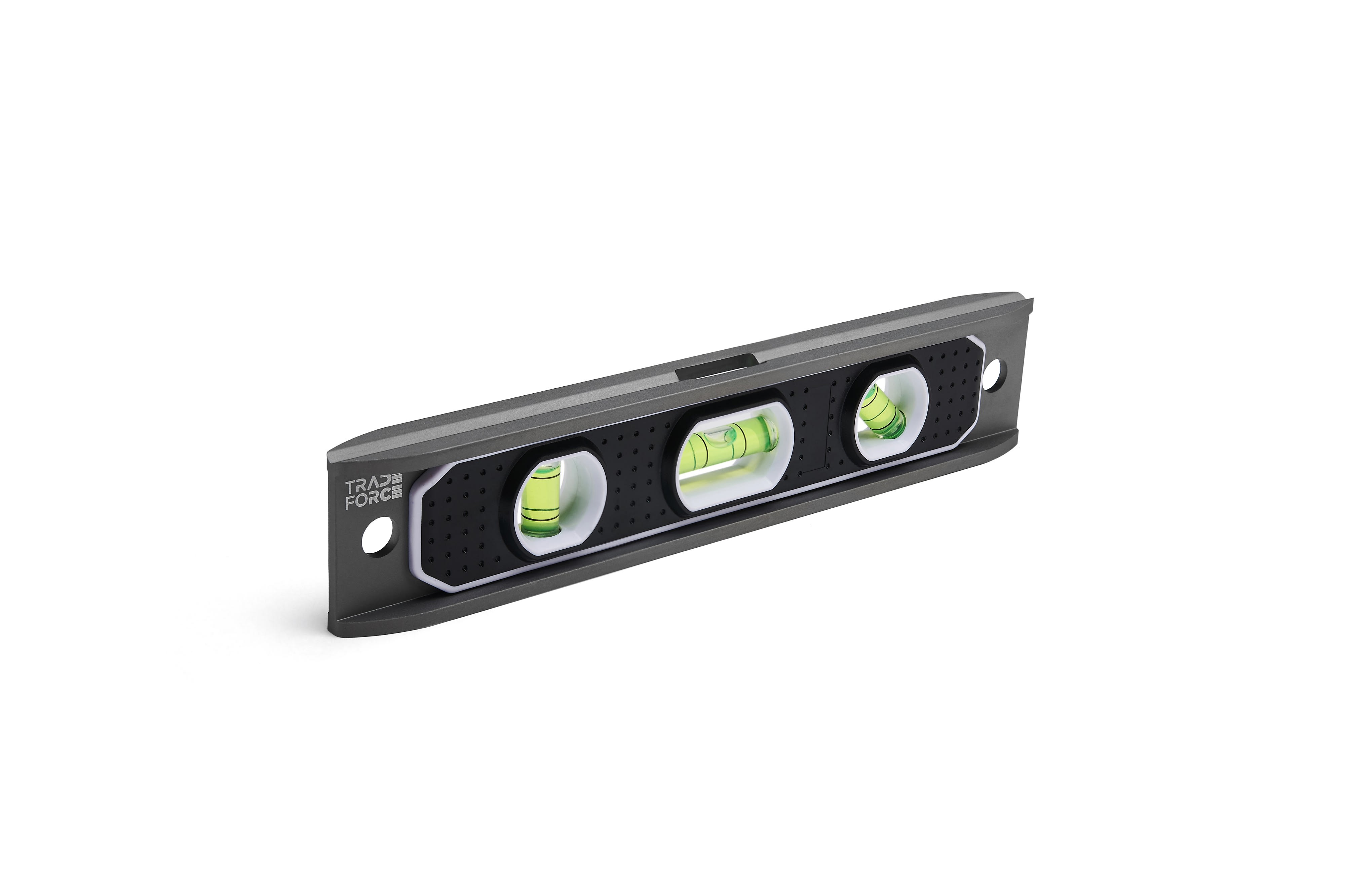 TradeForce - Niveau aluminium 230 mm. 3 bulles : 0, 45, 90. Semelle inferieure aimantee.