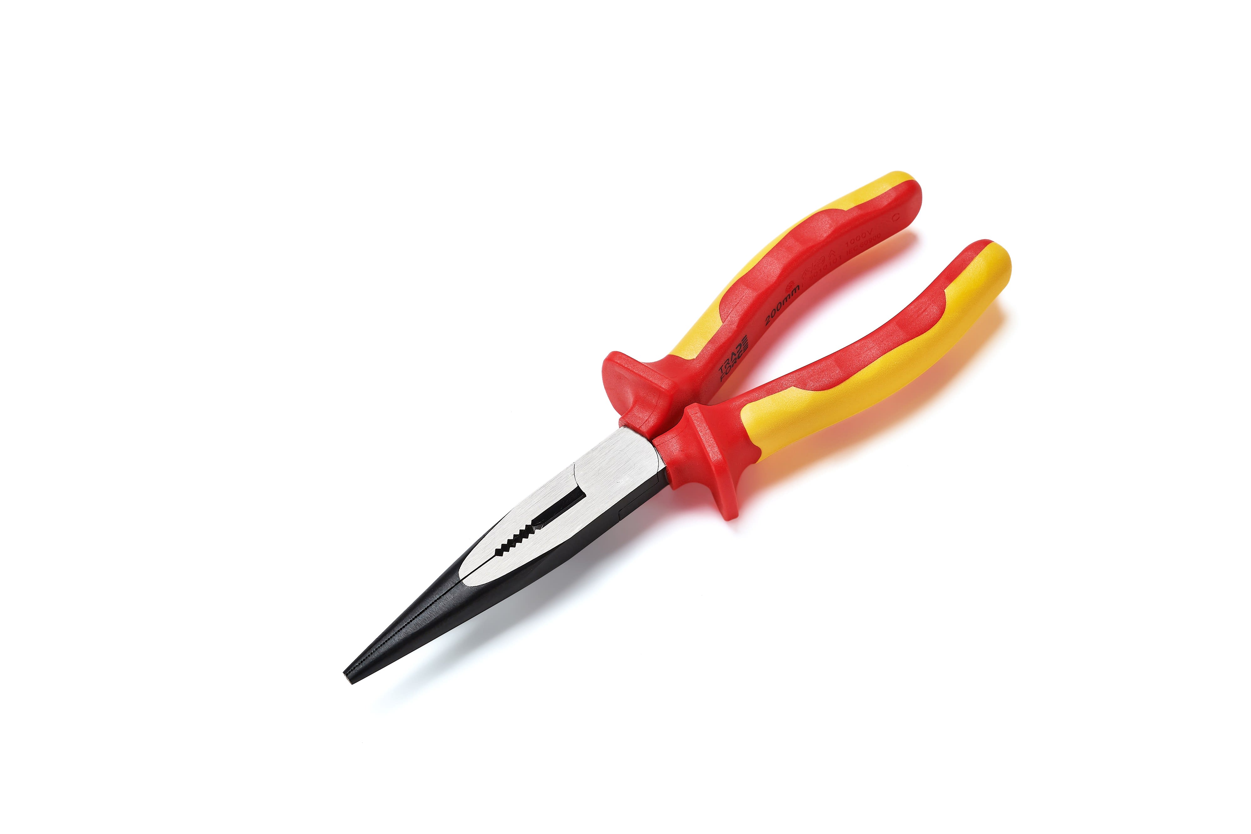 TradeForce - Pince a bec droit isolee 1000V Longueur 200mm. Manche bi-matiere.