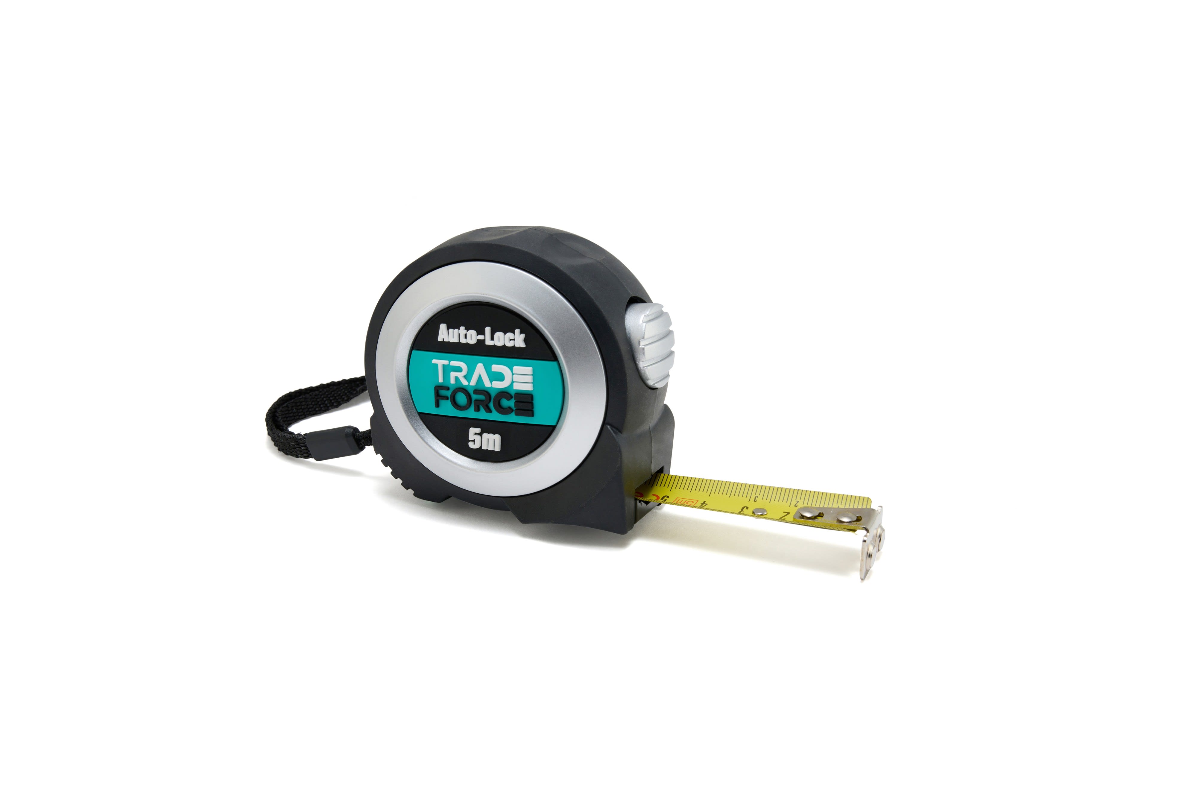 TradeForce - Metre ruban PRO 5M. Ruban acier carbone nylon, double face, autobloquant