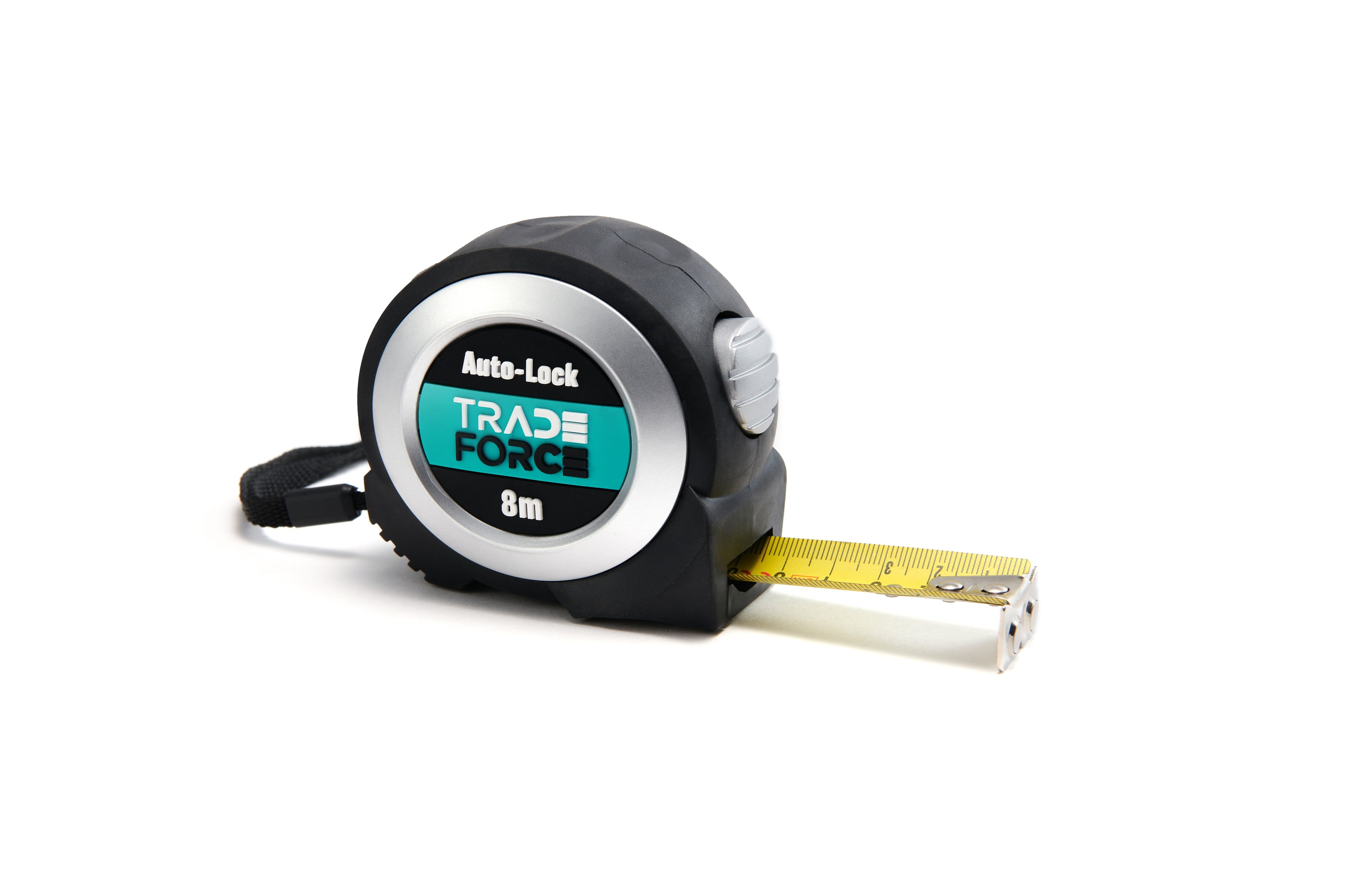 TradeForce - Metre ruban PRO 8M. Ruban acier carbone nylon, double face, autobloquant