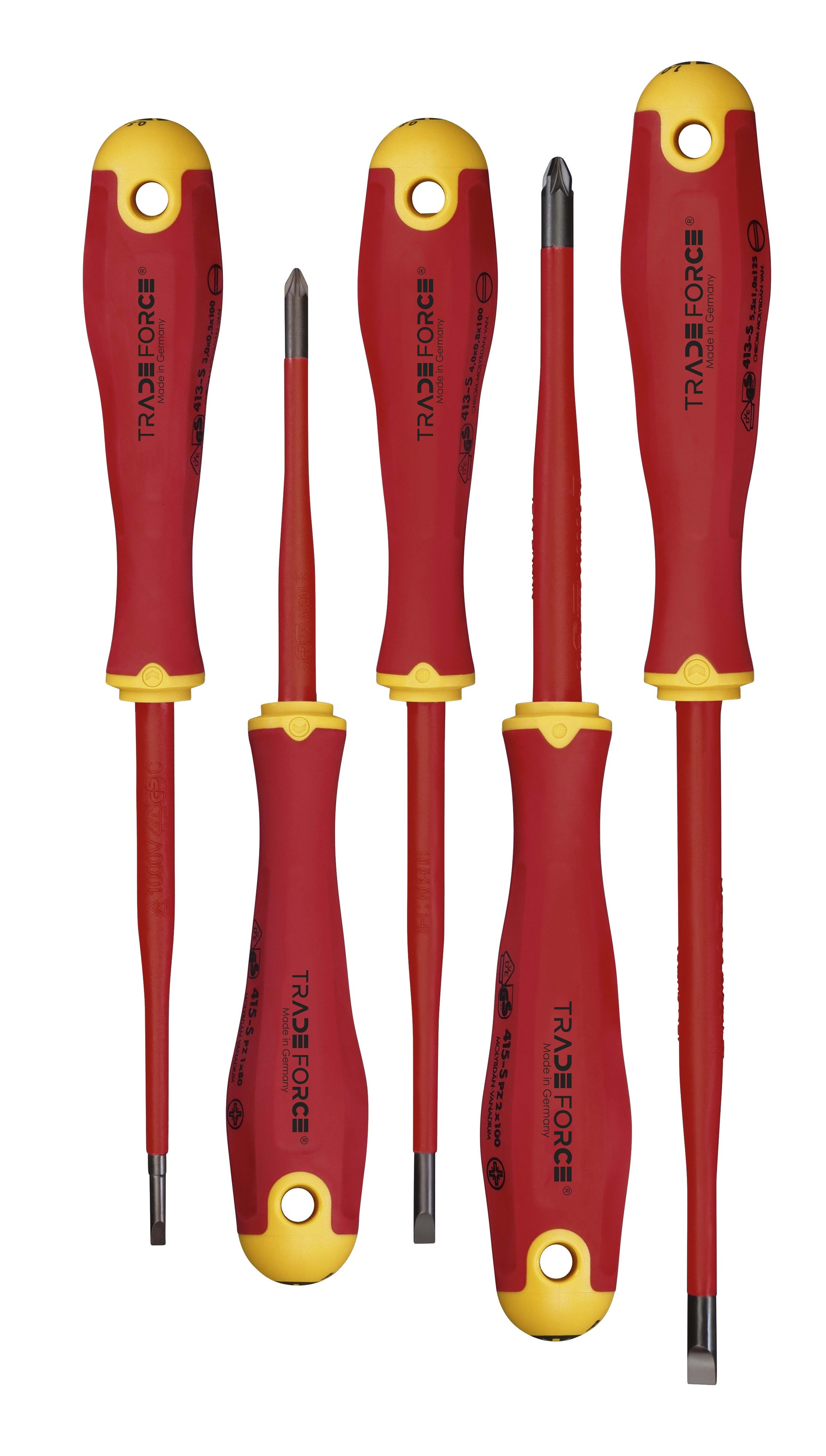 TradeForce - Set 5 tournevis isolés PZ/plat