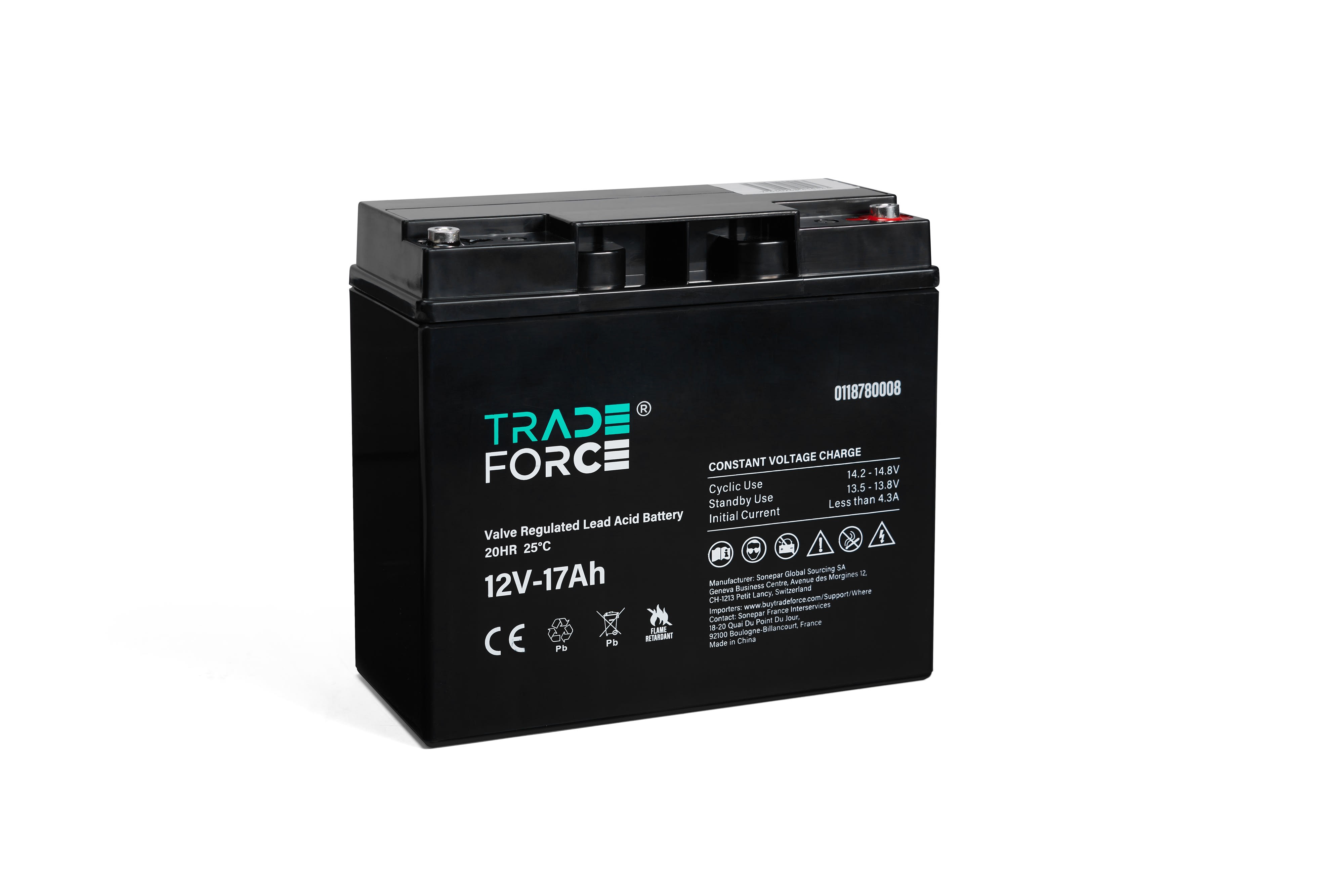 TradeForce - Batterie etanche au plomb 17Ah 12V - bac FR V0