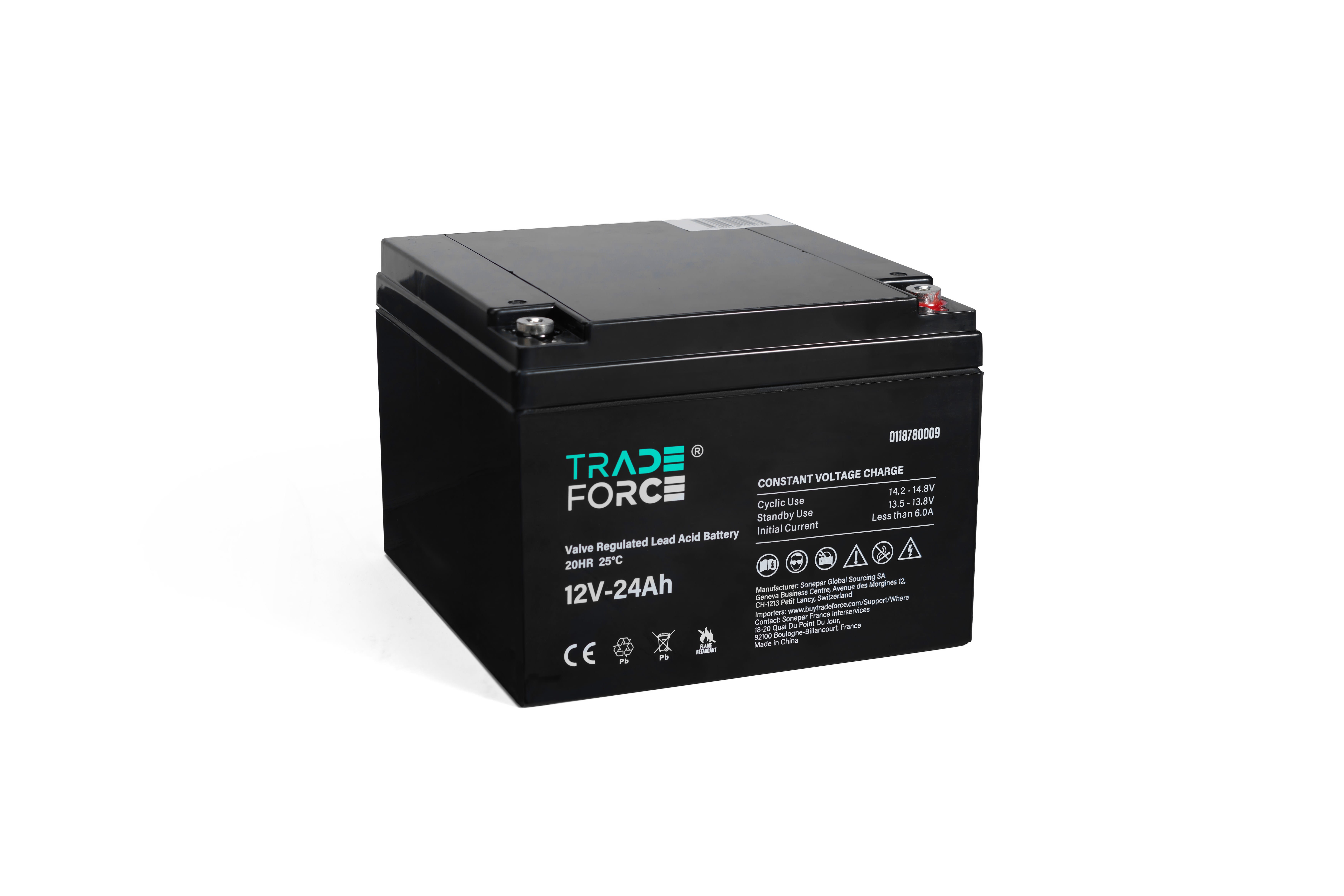 Tradeforce - Batterie etanche au plomb 24Ah 12V - bac FR V0