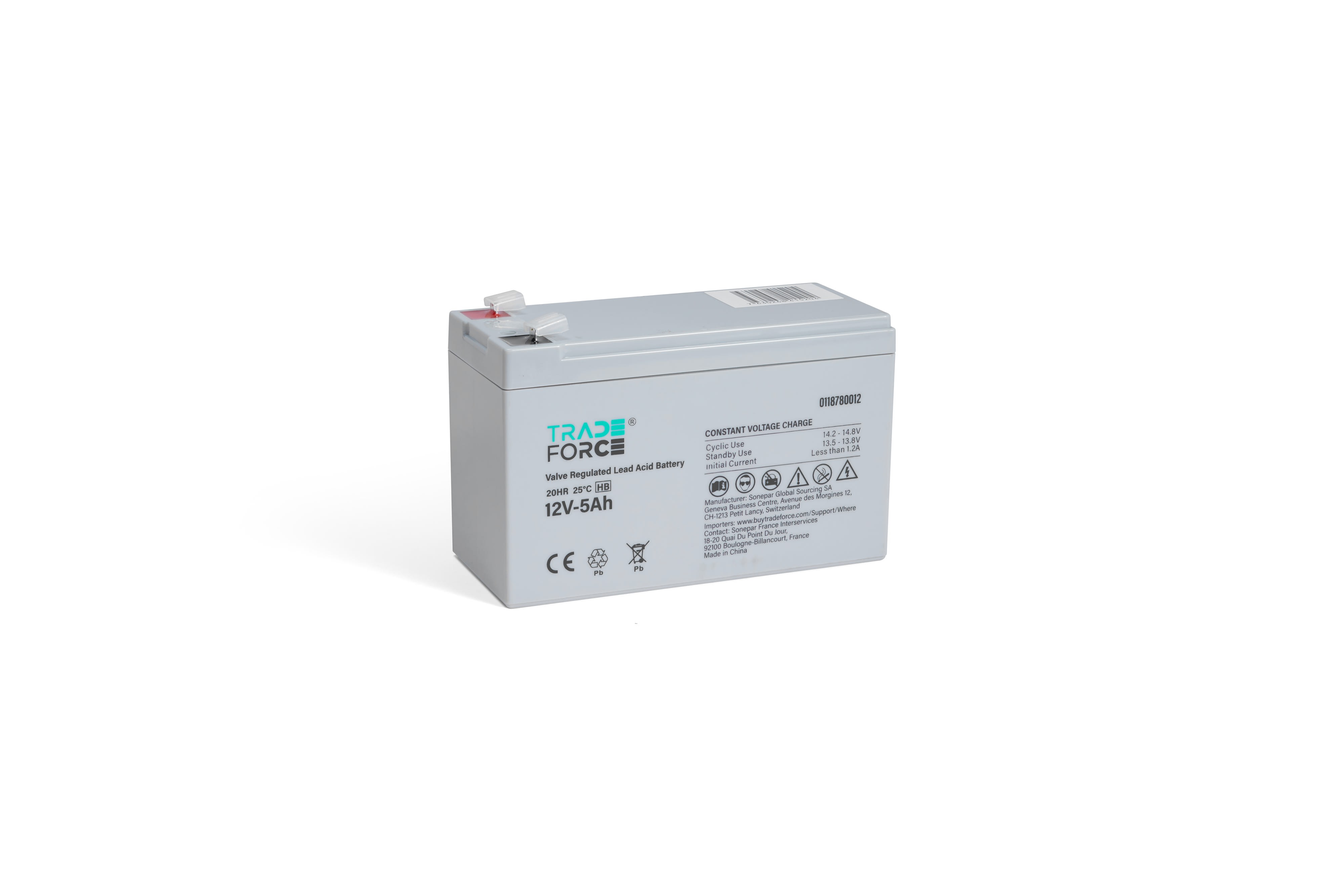 TradeForce - Batterie etanche au plomb 5Ah 12V - bac standard HB