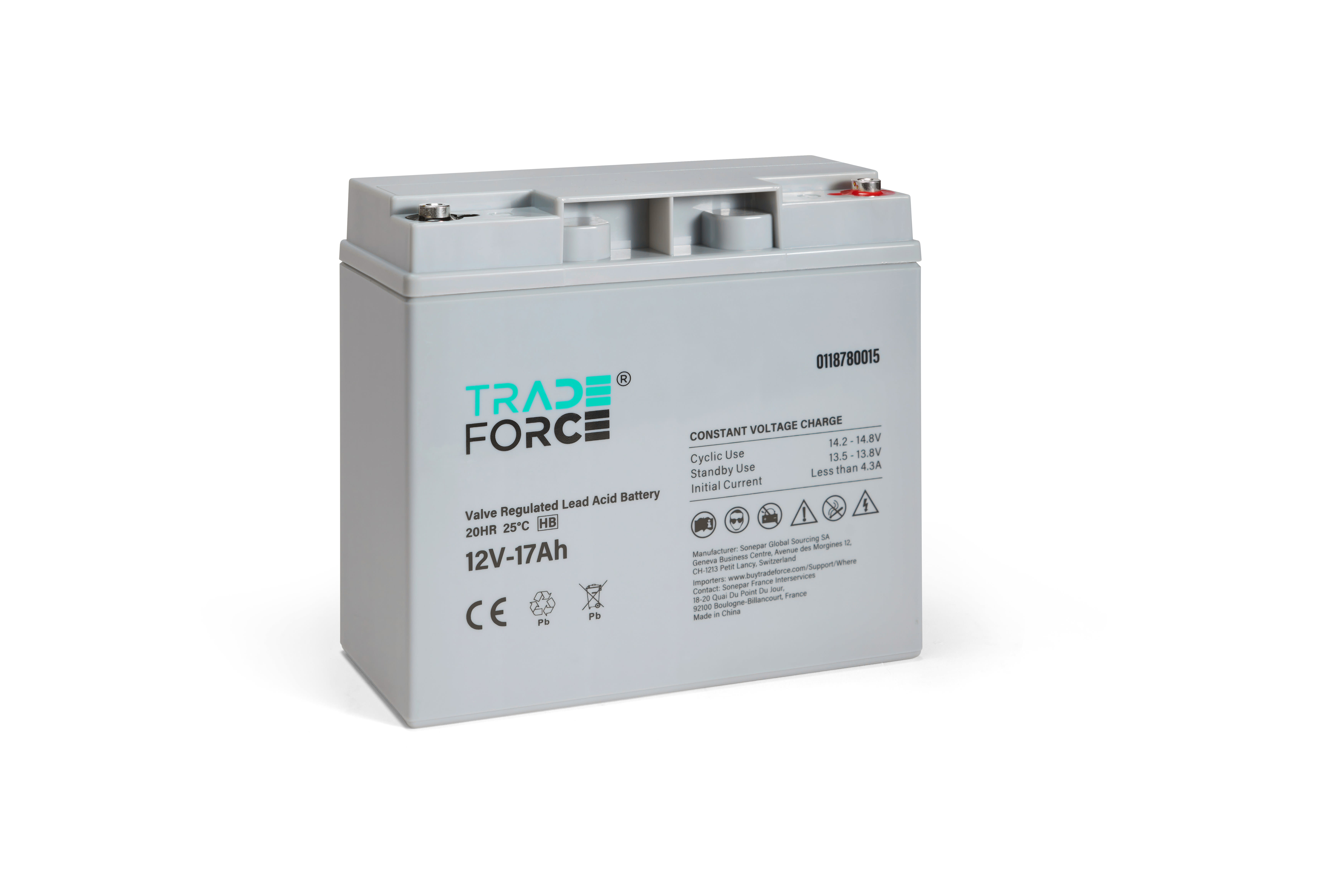 Tradeforce - Batterie etanche au plomb 17Ah 12V - bac standard HB