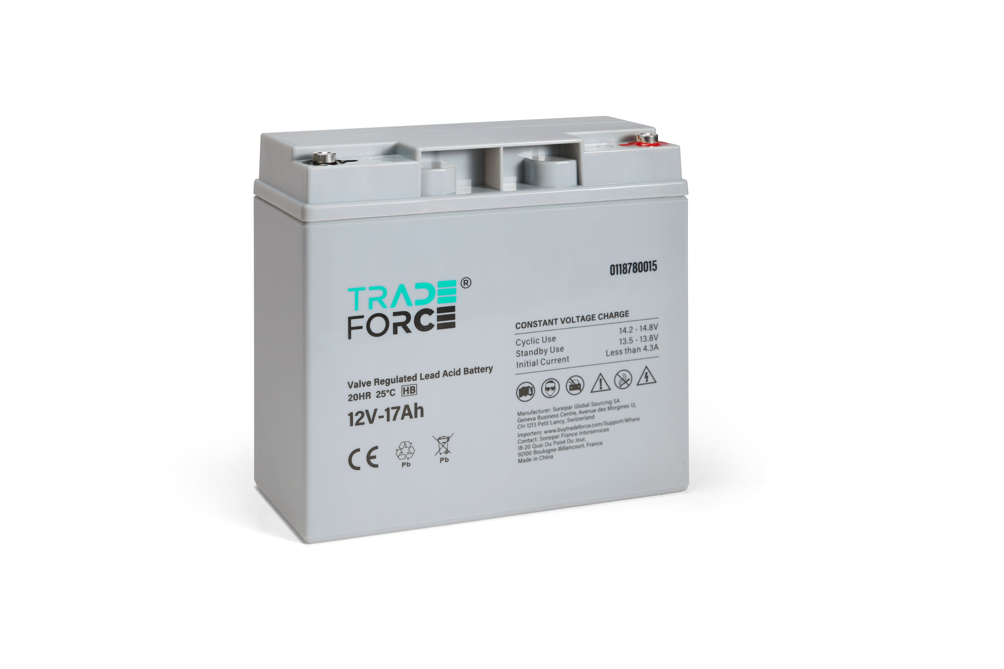 TradeForce - Batterie etanche au plomb 17Ah 12V - bac standard HB