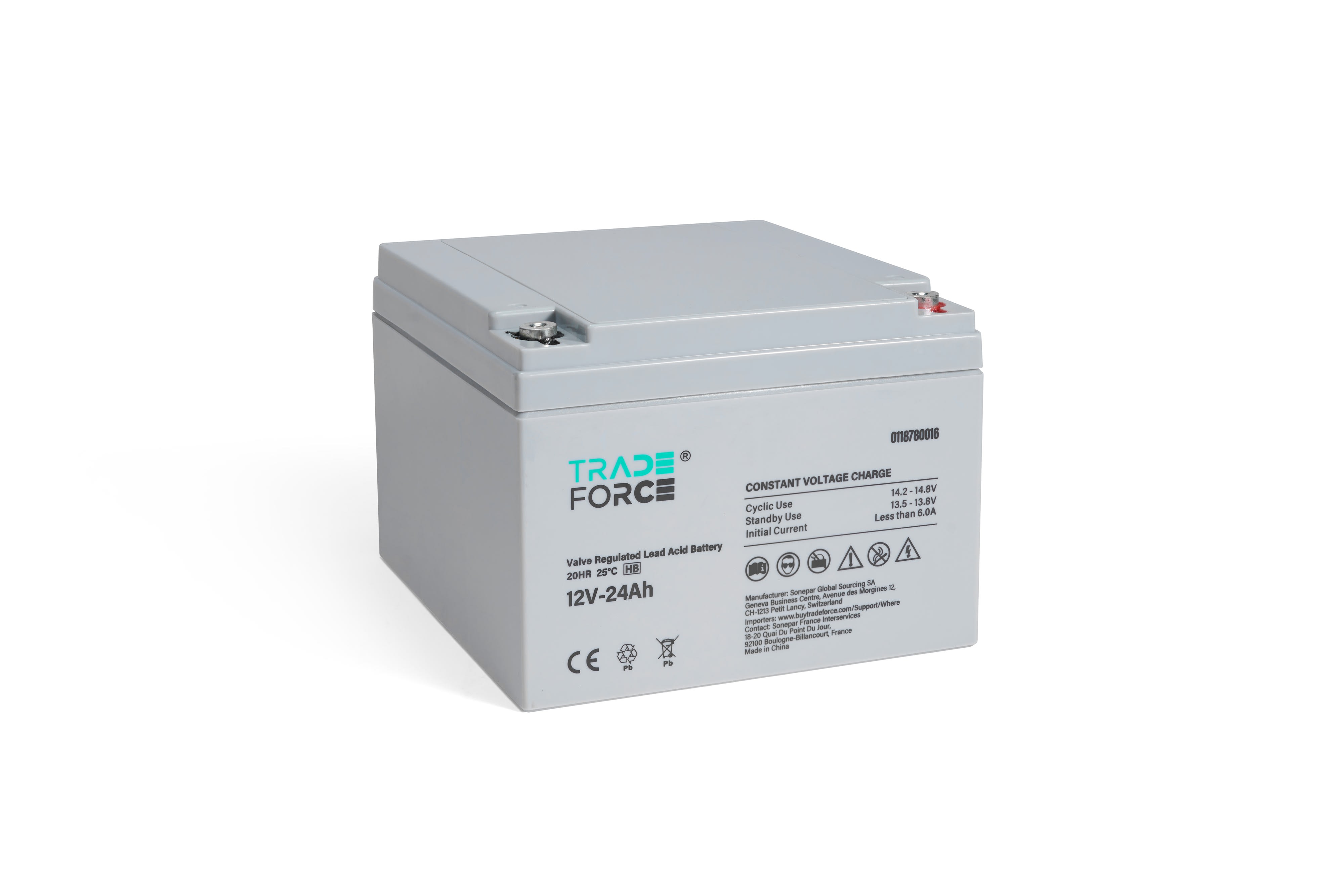 TradeForce - Batterie etanche au plomb 24Ah 12V - bac standard HB