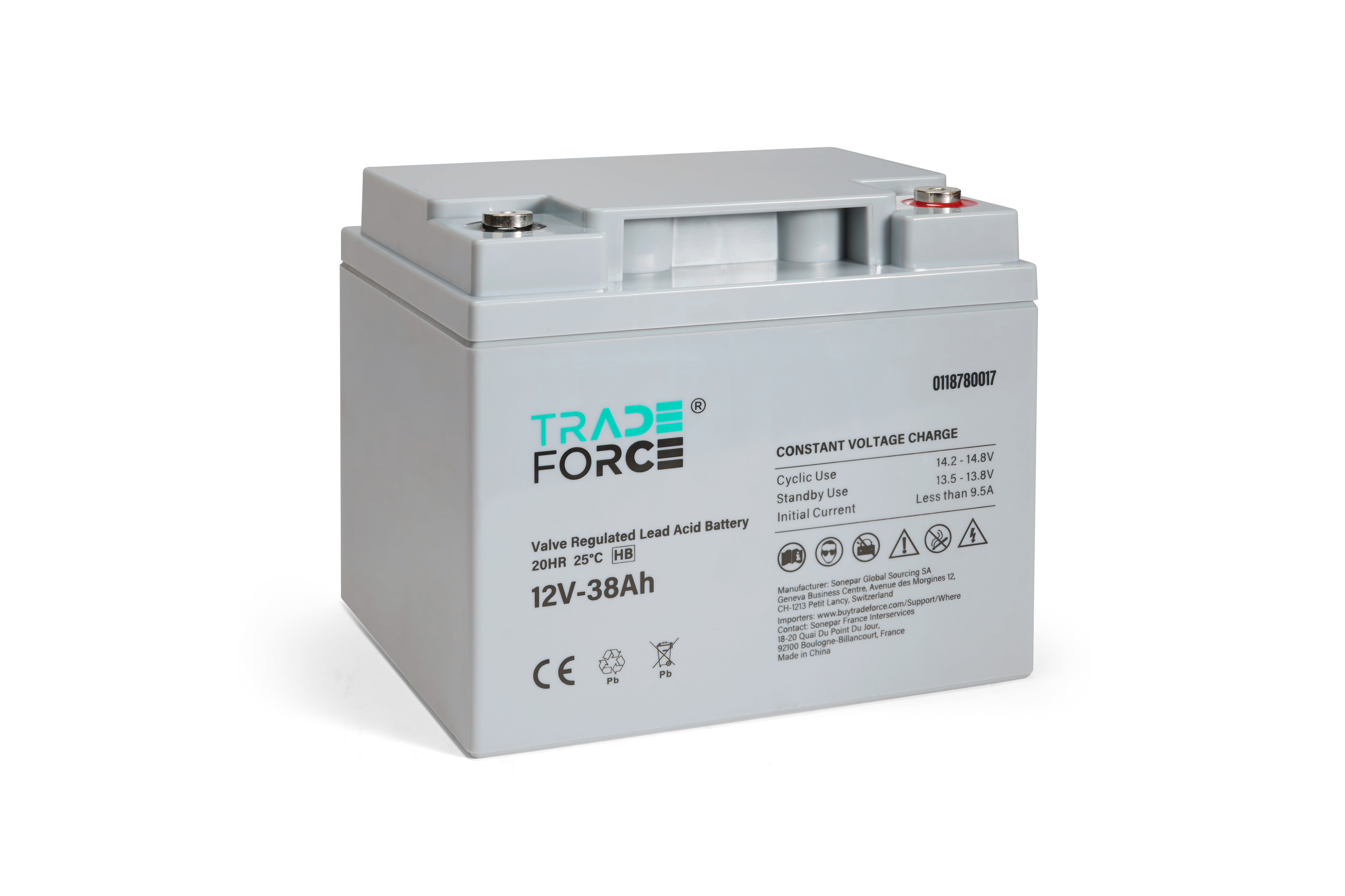 Tradeforce - Batterie etanche au plomb 38Ah 12V - bac standard HB