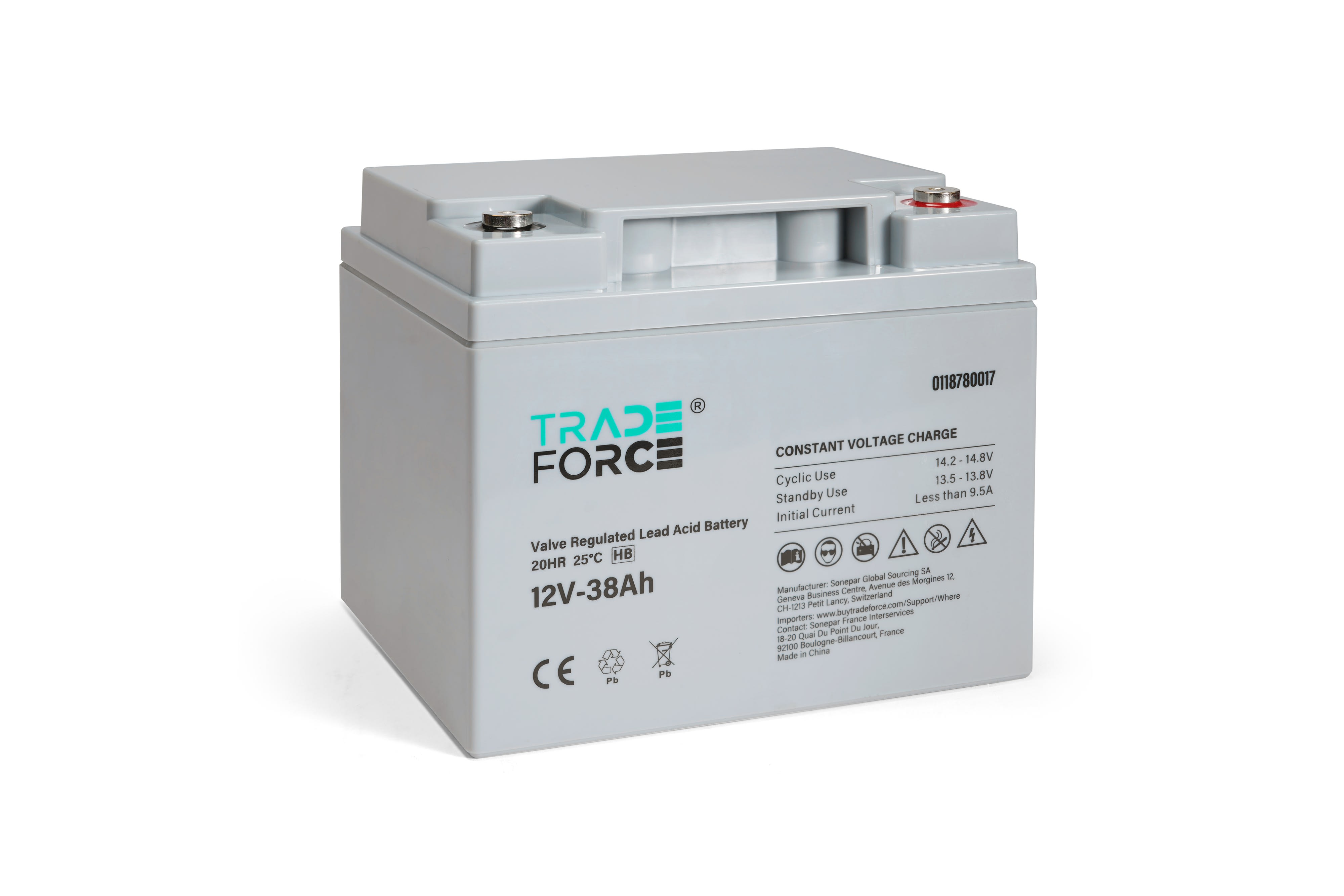TradeForce - Batterie etanche au plomb 38Ah 12V - bac standard HB