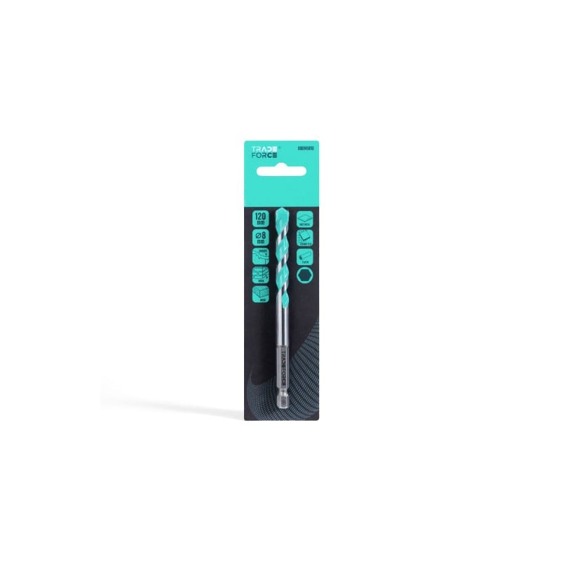 TradeForce - FORET MULTI-MATERIAUX A QUEUE HEXAGONALE 8*120 MM,2 TRANCHANTS