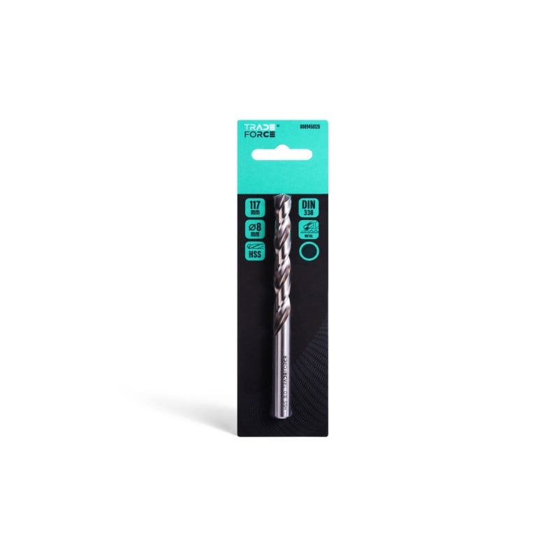 TradeForce - FORET HSS A QUEUE CYLINDRIQUE 8MM M2, 2 TRANCHANTS