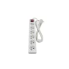 TradeForce - Prise 6 voies française 16A/230V IP20 Blanc 1,5m avec interrupteur