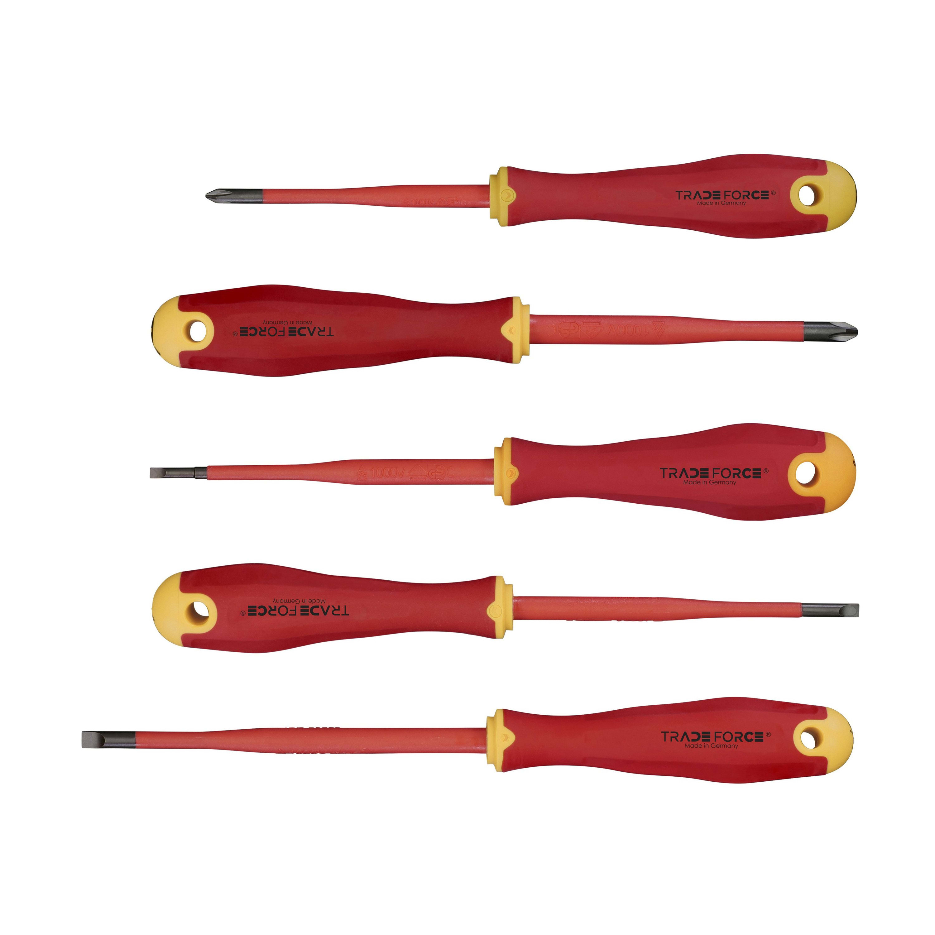 TradeForce - Jeu de 5 tournevis isolés PH/fente