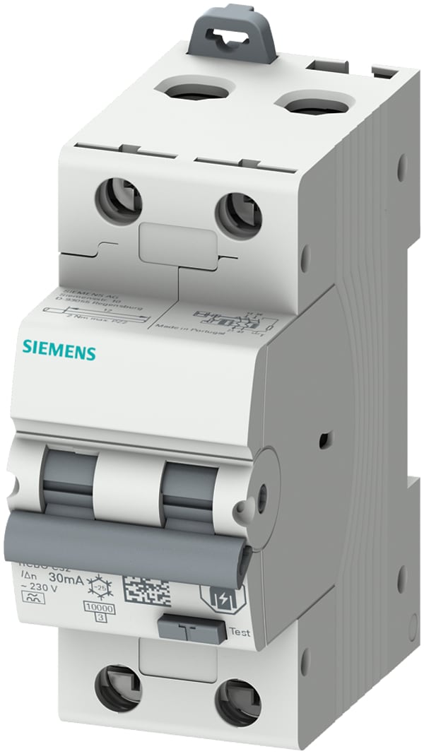 Siemens Industry - RCBO 2P 2MW 10kA Type A 30mA C10
