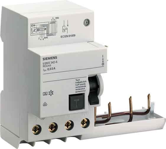 Siemens Industry - Bloc diff.4x 6- 40A. 30mA.typ A