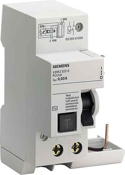 Siemens Industry - Bloc FI, 2 poles, type A, In: 16 A, 10 mA, Un AC: 230 V