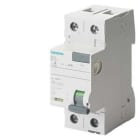 Siemens Industry - Inter.diff 2P, type A, In: 63 A, 100 mA, Un AC: 230 V, Neutre à