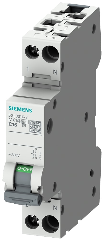 Siemens Industry - CIRCUIT BREAKER 4.5KA 1+N/1MW C8