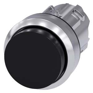 Siemens Industry - bouton, 22 mm, rond, le métal, brillant, noir, Bouton, forte sans maintien, avec