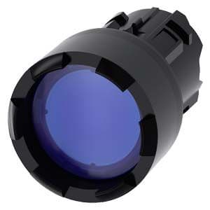 Siemens Industry - bouton-poussoir lumineux, 22 mm, rond, plastique, bleu, collerette, haut, crénel