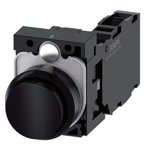 Siemens Industry - bouton, 22 mm, rond, plastique, noir, Bouton, haut, sans maintien, avec support