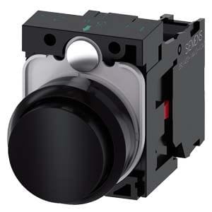 Siemens Industry - bouton, 22 mm, rond, plastique, noir, Bouton, haut, sans maintien, avec support
