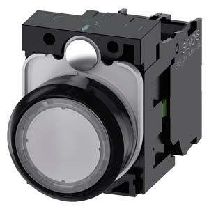 Siemens Industry - bouton-poussoir lumineux, 22 mm, rond, plastique, transparent, Bouton, plat, san
