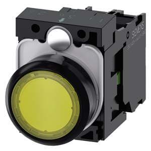 Siemens Industry - bouton-poussoir lumineux, 22 mm, rond, plastique, jaune, Bouton, plat, sans main