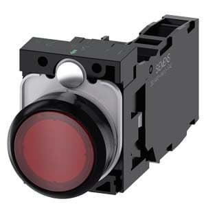 Siemens Industry - bouton-poussoir lumineux, 22 mm, rond, plastique, rouge, Bouton, plat, sans main