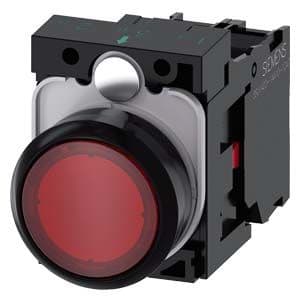Siemens Industry - bouton-poussoir lumineux, 22 mm, rond, plastique, rouge, Bouton, plat, sans main