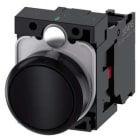 Siemens Industry - bouton, 22 mm, rond, plastique, noir, Bouton, plat, sans maintien, avec support