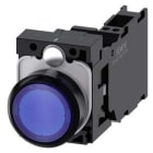 Siemens Industry - bouton-poussoir lumineux, 22 mm, rond, plastique, bleu, Bouton, plat, sans maint