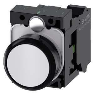 Siemens Industry - bouton, 22 mm, rond, plastique, blanc, Bouton, plat, sans maintien, avec support