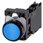 Siemens Industry - bouton, 22 mm, rond, plastique, bleu, Bouton, plat, sans maintien, avec support