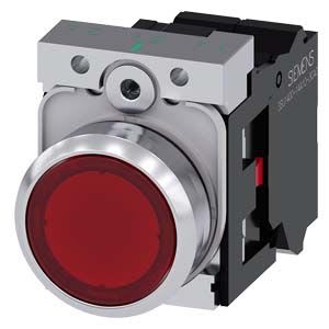 Siemens Industry - bouton-poussoir lumineux, 22 mm, rond, le métal, brillant, rouge, Bouton, plat,