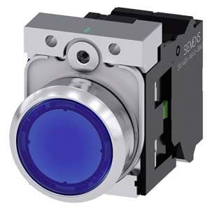 Siemens Industry - bouton-poussoir lumineux, 22 mm, rond, le métal, brillant, bleu, Bouton, plat, s