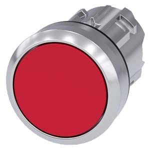 Siemens Industry - bouton, 22 mm, rond, le métal, brillant, rouge, Bouton, plat sans maintien, avec