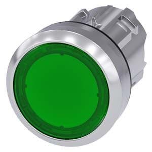 Siemens Industry - bouton-poussoir lumineux, 22 mm, rond, le métal, brillant, vert, Bouton, plat, s