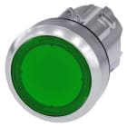 Siemens Industry - bouton-poussoir lumineux, 22 mm, rond, le métal, brillant, vert, Bouton, plat, s