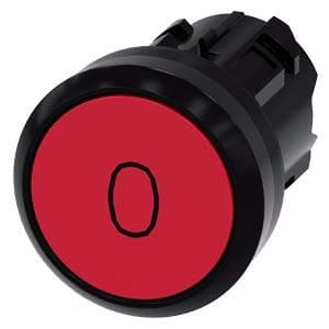 Siemens Industry - bouton, 22 mm, rond, plastique, rouge, Marquage: O, Bouton, plat, sans maintien,