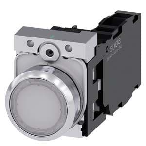 Siemens Industry - bouton-poussoir lumineux, 22 mm, rond, le métal, brillant, blanc, Bouton, plat,