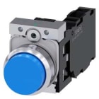 Siemens Industry - bouton, 22 mm, rond, le métal, brillant, bleu, Bouton, haut, sans maintien, avec