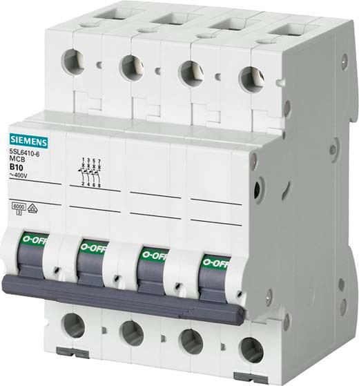 Siemens Industry - Disj.400V 6KA, 3 POLES+N, C, 4A